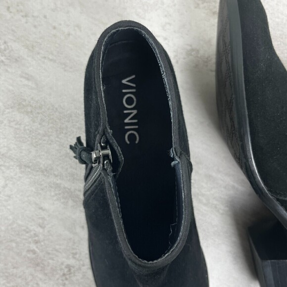 Vionic Women Size 6 Black Serena Suede Ankle Bootie Tassel Causal Orthopedic - Picture 7 of 9